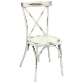 CRM-2107-BLC Chaise bistrot vintage en alu galvanisée blanc
