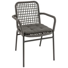 CRM-2117-G Fauteuil empilable tressage pe gris structure alu