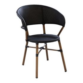 CRO-1045A-N Fauteuil bistrot alu tressage nylon noir