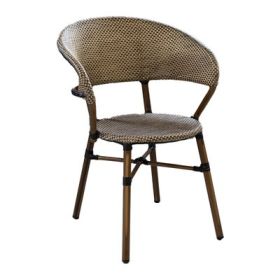 CRO-1045A-ORN Fauteuil bistrot alu tressage nylon or/noir
