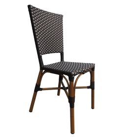 CRO-F084-NB Chaise rotin bistrot nylon noir blanc