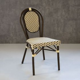 CRO-F1201-MI Chaise imitation rotin en nylon marron ivoire