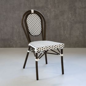 CRO-F1201-NB Chaise imitation rotin en nylon noir blanc