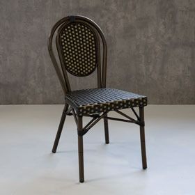 CRO-F1201-ORN Chaise imitation rotin en nylon or noir