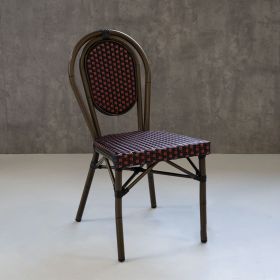CRO-F1201-RN Chaise bistrot rotin en nylon rouge noir