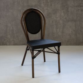 CRO-F1208 Chaise rotin alu bambou textylene noir