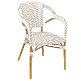 CRO-F2011-G/BLC  Fauteuil bistrot alu tressage nylon gris/blanc