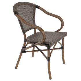 CRO-F2109 Fauteuil rotin alu bambou textylene marron