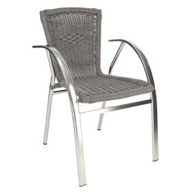 CRT-F005-G Fauteuil de terrasse empilable en aluminium tressage fil d acier couleur gris