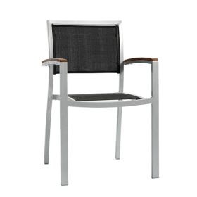 CRZ-T21-N Fauteuil en aluminium peint gris en textilene noir