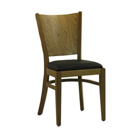CZH-018CM-N Chaise de restaurant assise noire en bois hetre couleur chene moyen