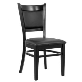 CZH-093-N Chaise de restaurant en bois assise rembourré noir
