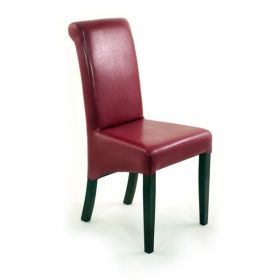 CZH-068-BX Chaise en bois avec assise et dossier rembourre couleur bordeaux