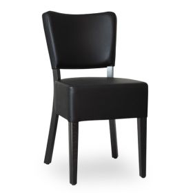 CZH-305-N Chaise de bistrot en bois assise et dossier rembourré noir