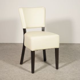 CZH-305-BG Chaise de bistrot en bois assise et dossier rembourré couleur beige clair