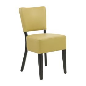 CZH-305-BF Chaise de bistrot en bois assise et dossier rembourré beige fonce