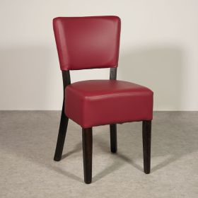 CZH-305-BX Chaise de bistrot en bois assise et dossier rembourré bordeaux