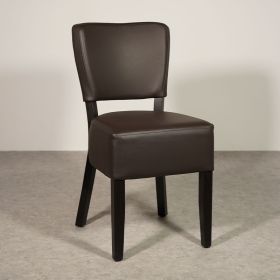CZH-305-M Chaise de bistrot en bois assise et dossier rembourré marron