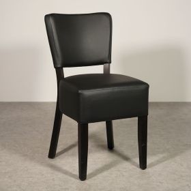 CZH-305-N Chaise de bistrot en bois assise et dossier rembourré noir