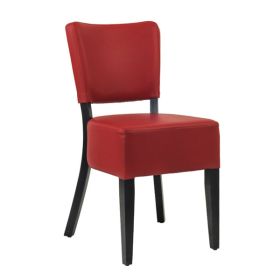 CZH-305-R Chaise de bistrot en bois assise et dossier rembourré rouge