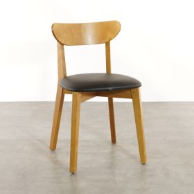 CZH-701CH-M Chaise bistrot en bois couleur chene miel assise rembourrée marron, noir ou rouge au choix