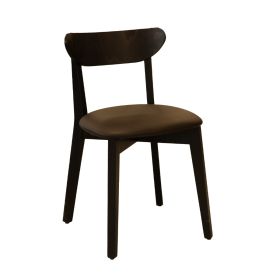 CZH-701WG-M Chaise bistrot en bois wenge assise rembourrée marron