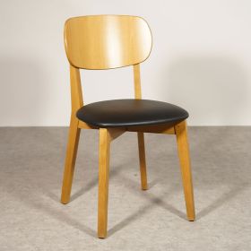 CZH-702CH-N Chaise design en bois hetre naturel avec assise rembourree noire