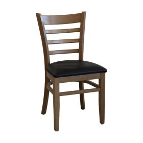 CZH-X10R-HO-N Chaise bistro en bois couleur chene miel assise tapissée noir