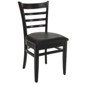 CZH-X10R-N Chaise bistro en bois assise tapissée noir