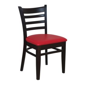 CZH-X10R-R Chaise bistro en bois assise tapissée rouge