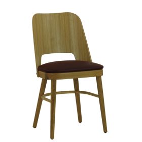 CZH-X56S-M Chaise vintage au dossier bois chene couleur naturel assise couleur marron