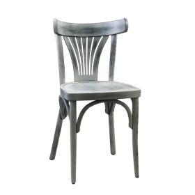 CZH-X78-BL Chaise bistrot en bois couleur blanc vintage