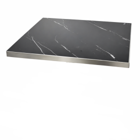 LTC-60018-60 PLATEAU ASPECT MARBRE NOIR 60CM CADRE INOX