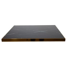 LTC-OR-60010-70X70 Plateau ceramique marbre noir 70x70cm cadre dore or