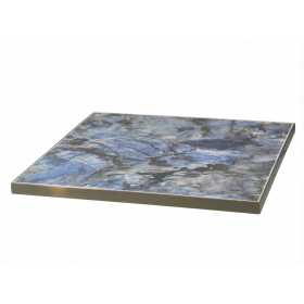 LTC-OC-70010-60 Plateau ceramique marbre bleute 60x60cm cadre or champagne