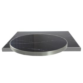 LTC-LTR-60010 Plateau ceramique marbre noir cadre inox mat dimension et forme au choix