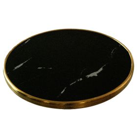 LTR-DM-60018-60 PLAT CERAMIQUE MARBRE NOIR D.60 CM doré moulure