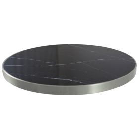 LTR-60010-60 Plateau ceramique marbre noir diam 60cm cadre inox