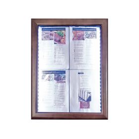 SMCS4A4WLDB Porte-menu mural LED 4 pages A4 format portrait 70x53 cm marron foncé