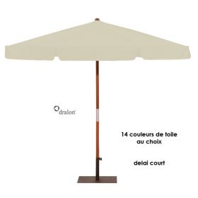 PAR-O30004P Parasol rond 300 cm mat en bois avec ou sans volant, pied en option