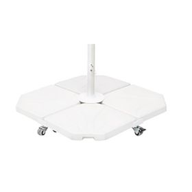 PAR-BSRDBC-85-BL Pied de parasol blanc avec pierres sur roues