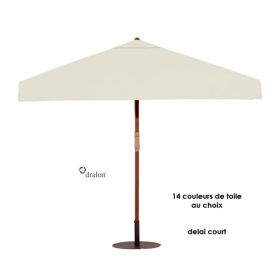 PAR-C2000020-40P Parasol carre 200x200 cm mat en bois avec ou sans volant, pied en option