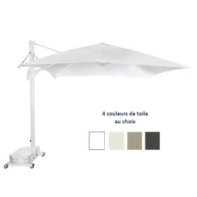 PAR-C3005021P Parasol 300x300 cm alu mat lateral blanc avec inclinaison avec pied en option