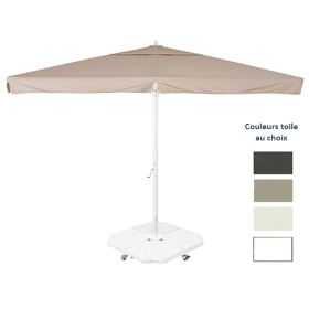 PAR-C4000240P Parasol central 400x400 cm mat aluminium blanc avec volant, pied en option