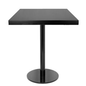 T20C43-SK Table de restaurant 60X60 cm - base ronde ultra plat en acier noir avec plateau version carré