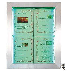 SMCS-4A4LSS Porte-menu mural 4 pages A4 format portrait 69x52 cm 16 effets de couleurs au choix