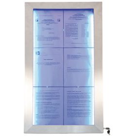 SMCS-6A4LSS Porte-menu mural inox brosse 6 pages A4 format portrait 99x52 cm 16 couleurs au choix