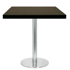 T18C40 Table de restaurant - base ronde ultra plat en inox brossé avec plateau carré au choix