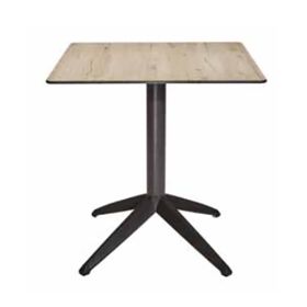 TRZ-34C-60-CH Table industrielle 60x60cm pliante et encastrable pied en polypro gris et plateau compact couleur chene aspect lisse