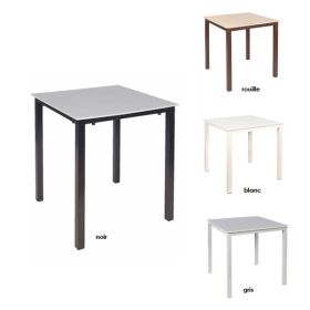 TRZ-M42 Table carree empilable 4 pieds couleur structure et plateau compact au choix